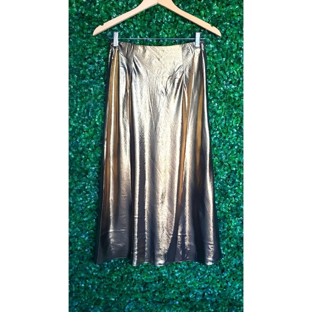 J.Crew Gwyneth slip skirt in gold lamé